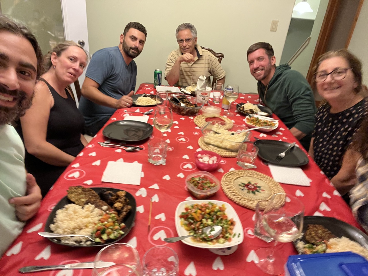 Community dinner around the farmhouse table